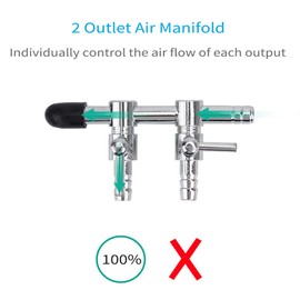 Pawfly 2-Way Aquarium Air Flow Control Lever Valve Distributor Splitter Accessories Set with 1 Check Valve, T & Straight Connector and 4 Suction Cups for Fish Tank