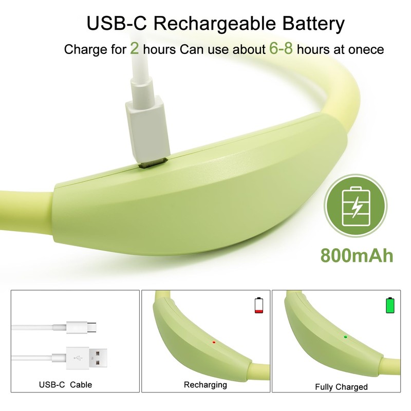 TSINGREE LED Neck Book Light, Reading Light, USB-C Rechargeable, Hands