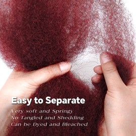 Afro Kinkys Bulk Human Hair, 14 Inch 50G/Pack Soft 4C Afro Kinky-Curly Human Hair Bulk for Twist Dreadlocks Extensions Repair Locs 99J Burgundy1 Pack (99J, 14 Inch)