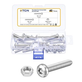 DTGN M6x35mm Pan Head Torx Security Screws - 40Pack - Good for Machinery - 304 Stainless Steel Tamper Proof Torx Security Fasteners & Hex Nuts - Silver Tone