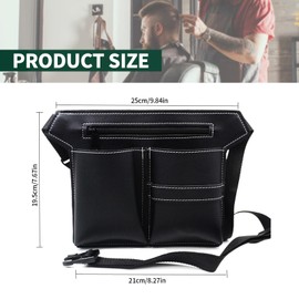 Hairdresser Tool Bag, Hairdressing Bag PU Leather Belt Bag Tool Barber Scissors Bag Professional Salon Bum Bag Adjustable for Hair Combs Clips Razor