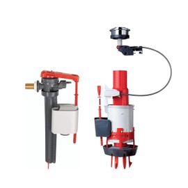 Wirquin 10724144 Easy Double Flush Mechanism and Jollyfill Side Float Valve, Grey and Red