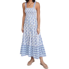 Playa Lucila Women's Smock Border Dress, Blue Border Print Combo, L