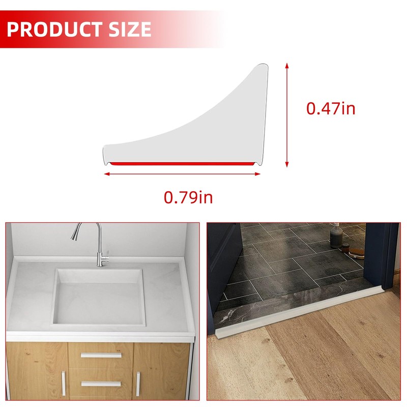 39 Inch Shower Threshold Water Dam, Transparent Flexible Silicone Water
