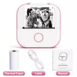 Phomemo T02 Portable Pocket Mini Thermal Printer Photo Inkless Bluetooth Home - 1 Pink Printer+1 Roll Sticker