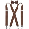 Alizeal Men's 4 Clips X-Back Solid Suspenders Pre Tied Bow