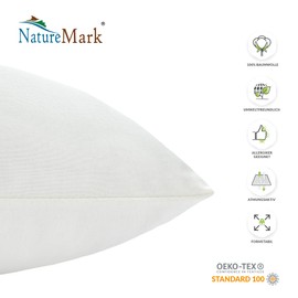 NatureMark Pack of 2 Jersey Cushion Covers, Side Sleeper Pillows, Neck Pillows, Many Sizes and Colours, Oeko-Tex (80 x 80 cm, Natural/Cream)