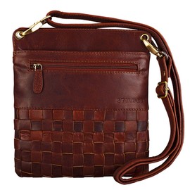 STILORD 'Sophie' Shoulder Bag Women Small Leather Handbag Braided Crossbody Bag Vintage Evening Party Bag in Genuine Leather, Colour:Siena - Brown