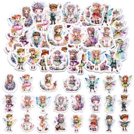 Flower Fairy Stickers, 46 Pieces Cute Fairy Stickers for Scrapbook, Vinyl Water Bottle Stickers for Scrapbooking, DIY Crafts, Laptops, Journal, Gifts for Adults, Children
