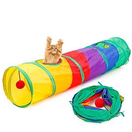 iCAGY Cat Tunnel for Indoor Cats Interactive, Rabbit Tunnel Toys, Pet Toys Play Tunnels for Cats Kittens Rabbits Puppies Crinkle Collapsible Pop Up Multiple Color 45"