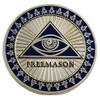 All Seeing Eye Round Blue & Gold Masonic Auto Emblem - 3" Diameter