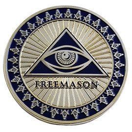 All Seeing Eye Round Blue & Gold Masonic Auto Emblem - 3" Diameter