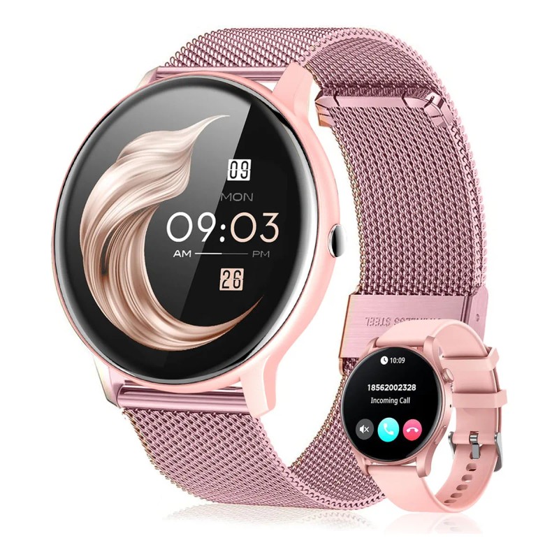 Anfei 1.28 Ft Pantalla HD Táctil Smart Watch mujer, Reloj
