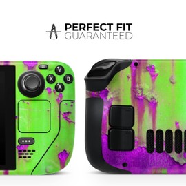 DesignSkinz - Compatible with Steam Deck - PC Skin Decal Protective Scratch Resistant Vinyl Wrap Gaming Cover - Lime Green Metal with Hot Purple Rust
