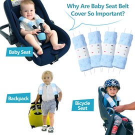 4 Packs Harness Pads Baby Car Seat Strap Covers, Universal Baby Belts Pads Shoulder Covers for Newborns Car Seats, Pushchair, Stroller 15 x 5cm