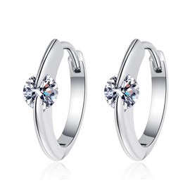 Nap Earrings Sleeper Earrings Cubic Zirconia Huggie Earrings Small Rhinestone Cz Huggie Hoop Earrings for Women Geometric Round Circle Huggie Earrings Exquisite Jewelry(silver)