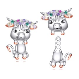 Highland Cow Earrings 925 Sterling Sliver Cow Earrings Highland Cow Jewelry Gifts for Women