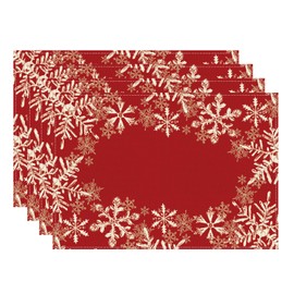 XCHI Red Snowflakes Winter Christmas Xmas PlacematsSet of 4 Table Mats for Party Home Kitchen Dining Table Decorations 12x18 Inch