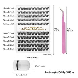 Self Adhesive Eyelashes Cluster, 1 Set Mixed Length Individual False Eyelashes with Tweezers, Eye Makeup Enhancement Tool for Women & Girls