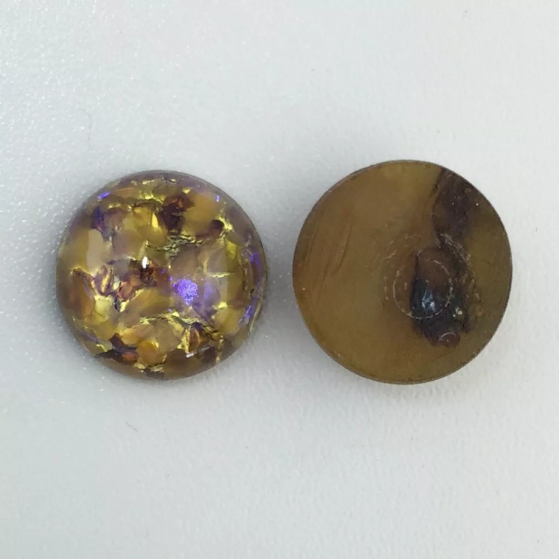Yummy Treasures Preciosa Topaz Opal Glass Cabochon 13mm (2) cab3006D