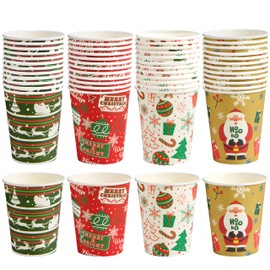 JOYIN 48 PACK Christmas Disposable Paper Cup Winter Style, 9 oz Holiday Designs Paper cup for Coffee & Tea, Xmas Party Cups, Christmas Drinkware, Christmas Party Supplies