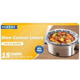 SMARTAKE Slow Cooker Liners, Large Size 13"x 21" Disposable Cooking Bags, Fit 3QT to 8QT for Slow Cooker, Cooking Trays, Suitable for Oval & Round Pots, 15 Liners