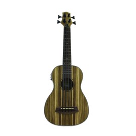 CNZ Audio Acoustic Electric Bass Ukulele with Tuner & EQ, Zebra Wood Body