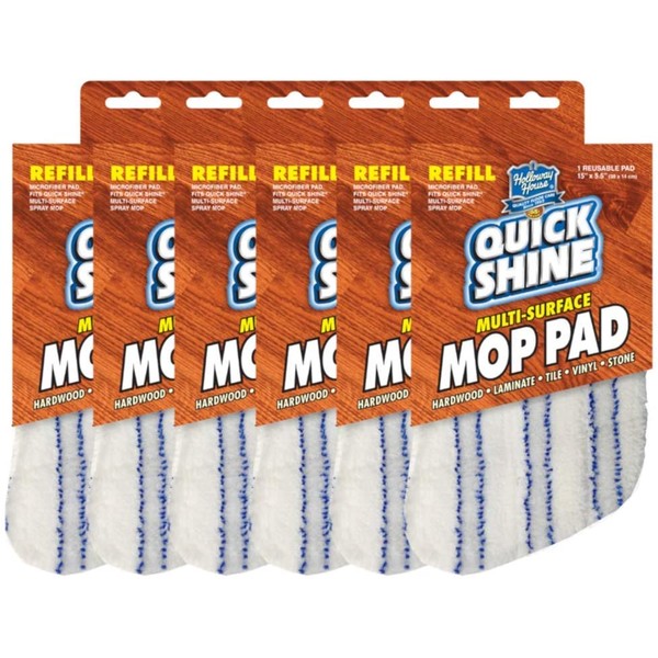 Quick Shine Multi-Surface Spray Mop Refill Pads, Pack of 6