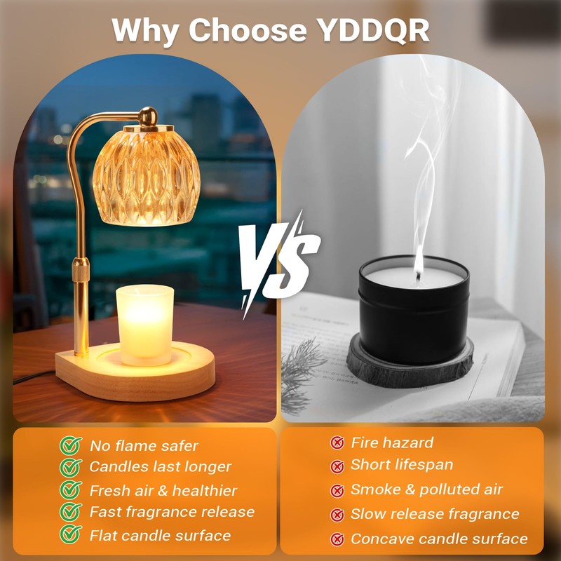 YDDQR Candle Warmer Lamp with Timer Dimmer Adjustable Height, Gift