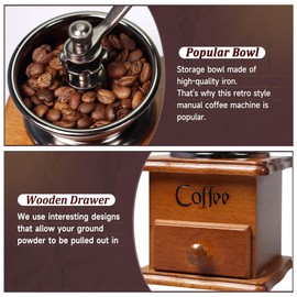 Manual Coffee Grinder Mini Vintage Wooden Coffee Bean Grinder for Decoration Display Antique Coffee Mill for Making Mesh Coffee Classic French Press for Decoration