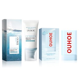 Madagascar Centella Water-Fit Sun Serum 50ml + Cotton Soft Sun Stick 20g,Centella Sunscreen Centella Sunscreen Stick SPF50+ PA++++,Feuchtigkeitsspendend,Nicht Klebrig,Sonnencreme Gesicht - 2 Teilig