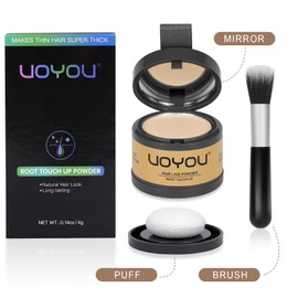 Root Touch Up Powder Instantly Conceals Hair Loss, Hairline Powder, Gray Root Cover Up Powder, Water & Sweat Resistant Hair Powder for Thinning Hair Men & Women, Includes Brush (Grey)