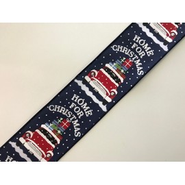 Christmas Ribbon, Home for Christmas, 2 1/2" Wide, Wired Edge, 5 YARDS