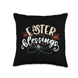 Egg Chocolate Easter Bunny Easter Blessings Bunny Resurrection Day Sunday Egg Throw Pillow, 16x16, Multicolor