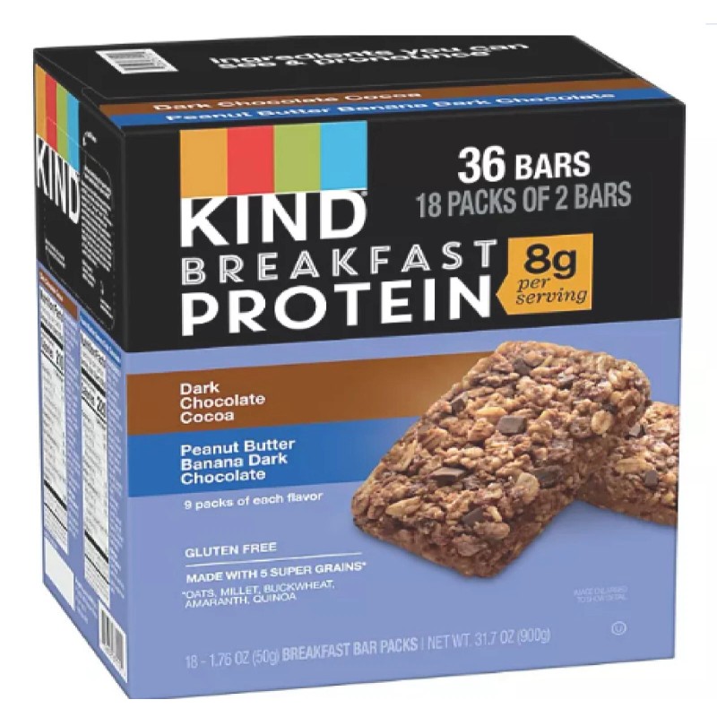 KIND Breakfast Protein Bars, Variety Pack, 18 pk.