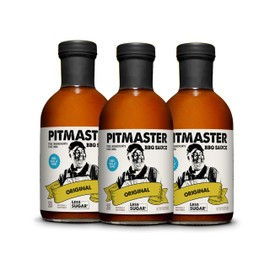 Pitmaster Original Flavor, Kansas City Style BBQ Sauce by True Made Foods & Ed Mitchell - Thick and Sweet, Low Sugar BBQ Sauce – Sweetened with Butternut Squash, Carrots, and Light Brown Cane Sugar – ONLY REAL INGREDIENTS (18 oz; 3 Pack)