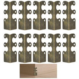 10 Pcs Vintage Metal Corner Protector - Metal Baseboard Corner Protectors, Decorative Corner Brackets Vintage Skiffers Edges Corner Guards for Home Box Furniture Wall Skirting Board Corners (Bronze)