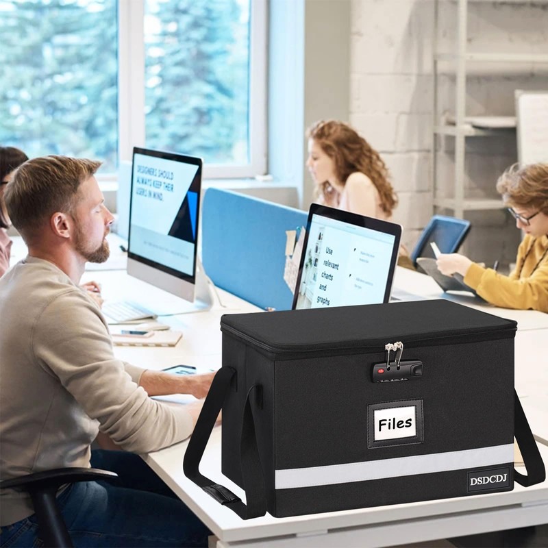 DSDCDJ File Box with Lock - Portable File Organizer Box