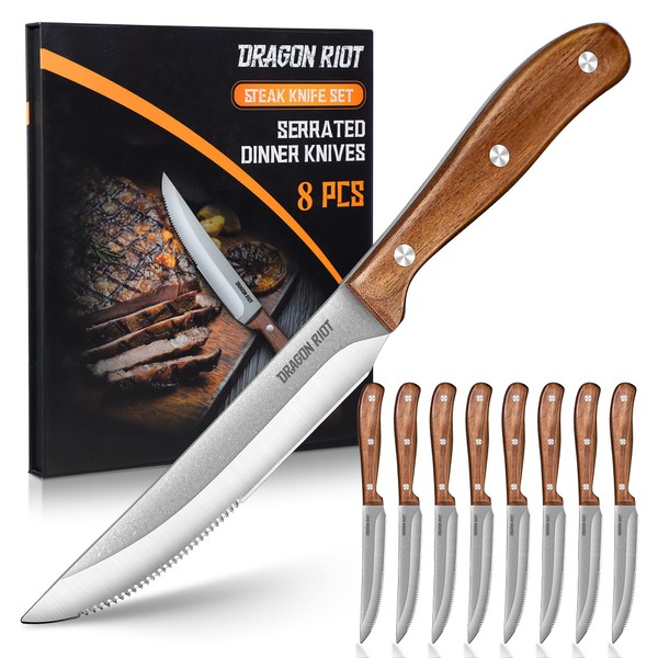 DRAGON RIOT Steak Knives Set of 8, Ultra Sharp Steak
