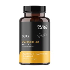 DUMO D3K2 Suplemento con Vitamina D3 y K2, Aceite de Coco, Calcio | Alta absorcion | Fórmula diseñada para acompañar tu salud ósea y función cognitiva | 60 Cápsulas Veganas para 60 dias