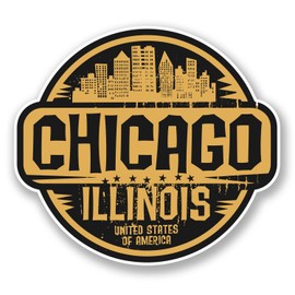 2 x 10cm Chicago Illinois USA Vinyl Sticker Decal Travel Luggage Laptop #6058 (10cm Wide x 9cm Tall)