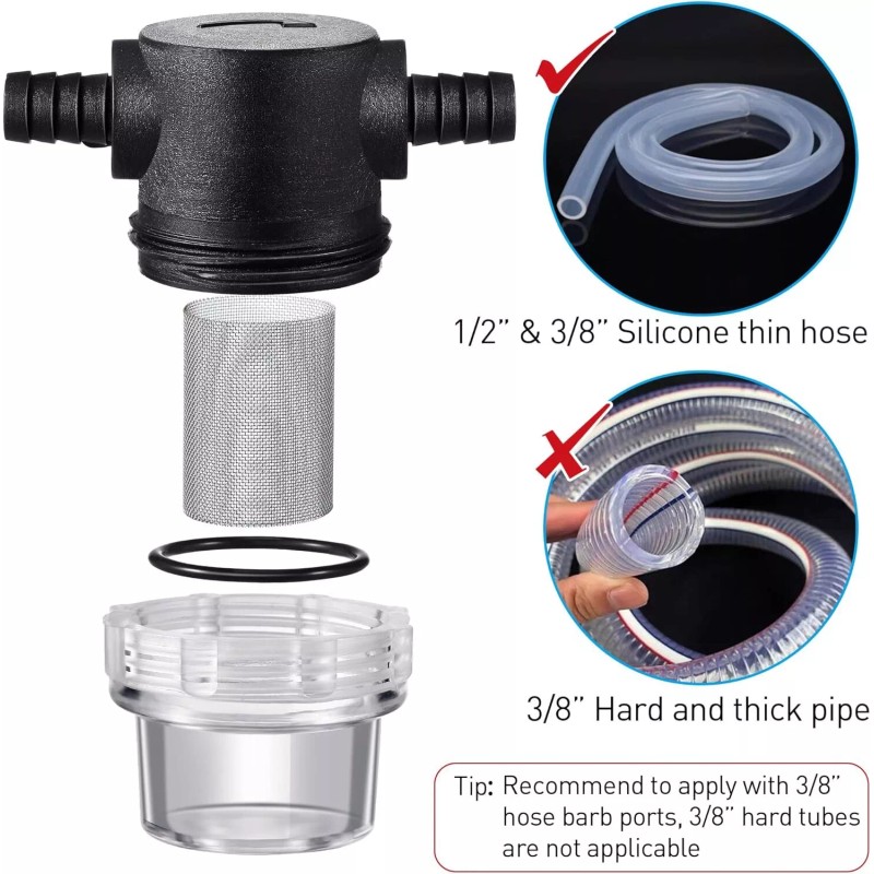 Dreyoo Water Pump Strainer, 3/8 Inch Hose Barb In-Line Strainer