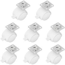 8 PCS Universal Swivel Casters with Brakes – 360° Rotating Castor Wheels for Carts, Shelves, and More (White, 1 inch)