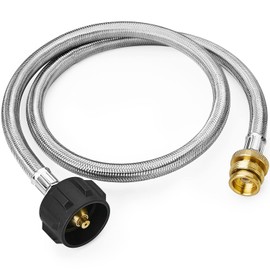 CALPOSE 3 Feet Propane Adapter Hose, 1lb to 20lb Adapter Converts 1lb Appliances to 5-40lb Tanks, Stainless Steel Braided Hose for Blackstone Griddle, Weber Q, Coleman Grill, Buddy Heaters and More