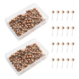 JIHUOO 400 Pcs Small Round Head Push Pins Map Thumb Tacks Bulletin Board Pushpins Cork Board Thumbtacks Fabric Marking Pins with Storage Boxes Rose Golden
