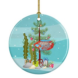 Caroline's Treasures CK4524CO1 Dwarf Gourami Merry Christmas Ceramic Ornament, 3 in, Multicolor