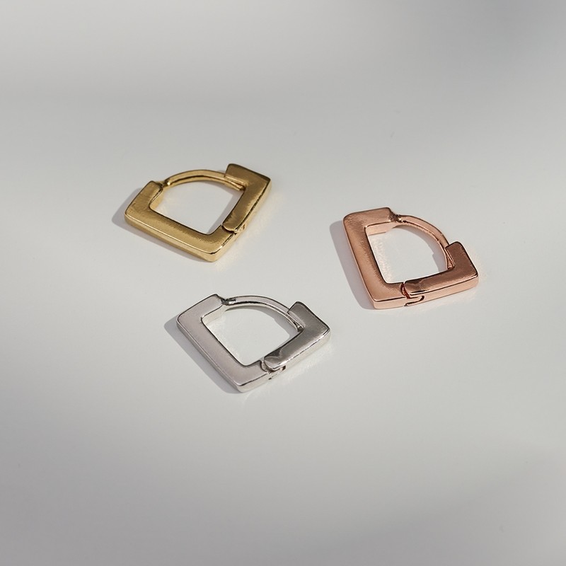 Gold&Deer 14K Goldfield Square One-Touch Earrings White Gold / 골드앤디어
