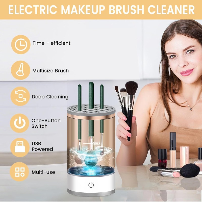 Limpiador De Brochas De Maquillaje, Limpiador Automático De Brochas De