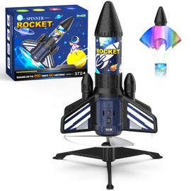 Rocket Launcher for Kids, 200 ft Self Launching Motorized Rocket Toy with LED and Safety Parachute Land, Outdoor Toys Cool Birthday for Boys Ages 8-12 (Blue)