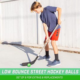 GoSports Street Hockey Ball 6 Pack - Low Bounce 2.5 Inch Balls